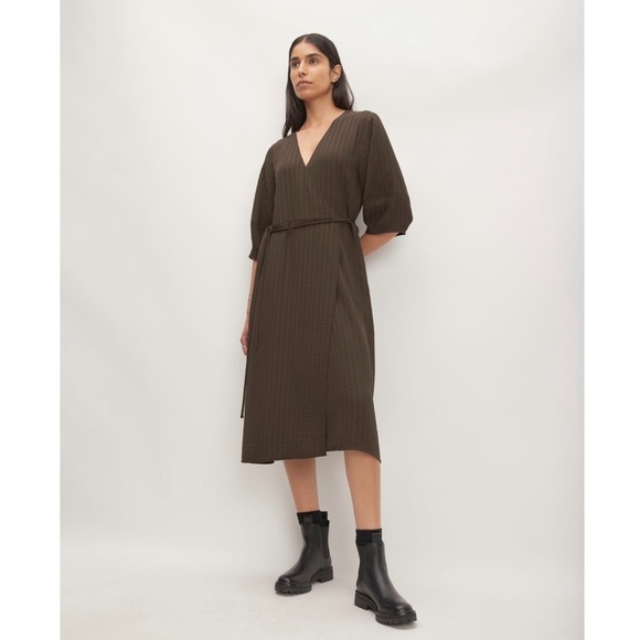 EVERLANE wrap midi length v neck dress size 2 - Picture 1 of 7